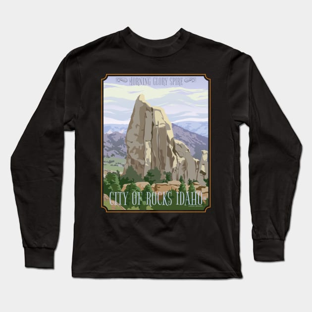 City of Rocks Idaho Travel Poster Long Sleeve T-Shirt by Sue Cervenka